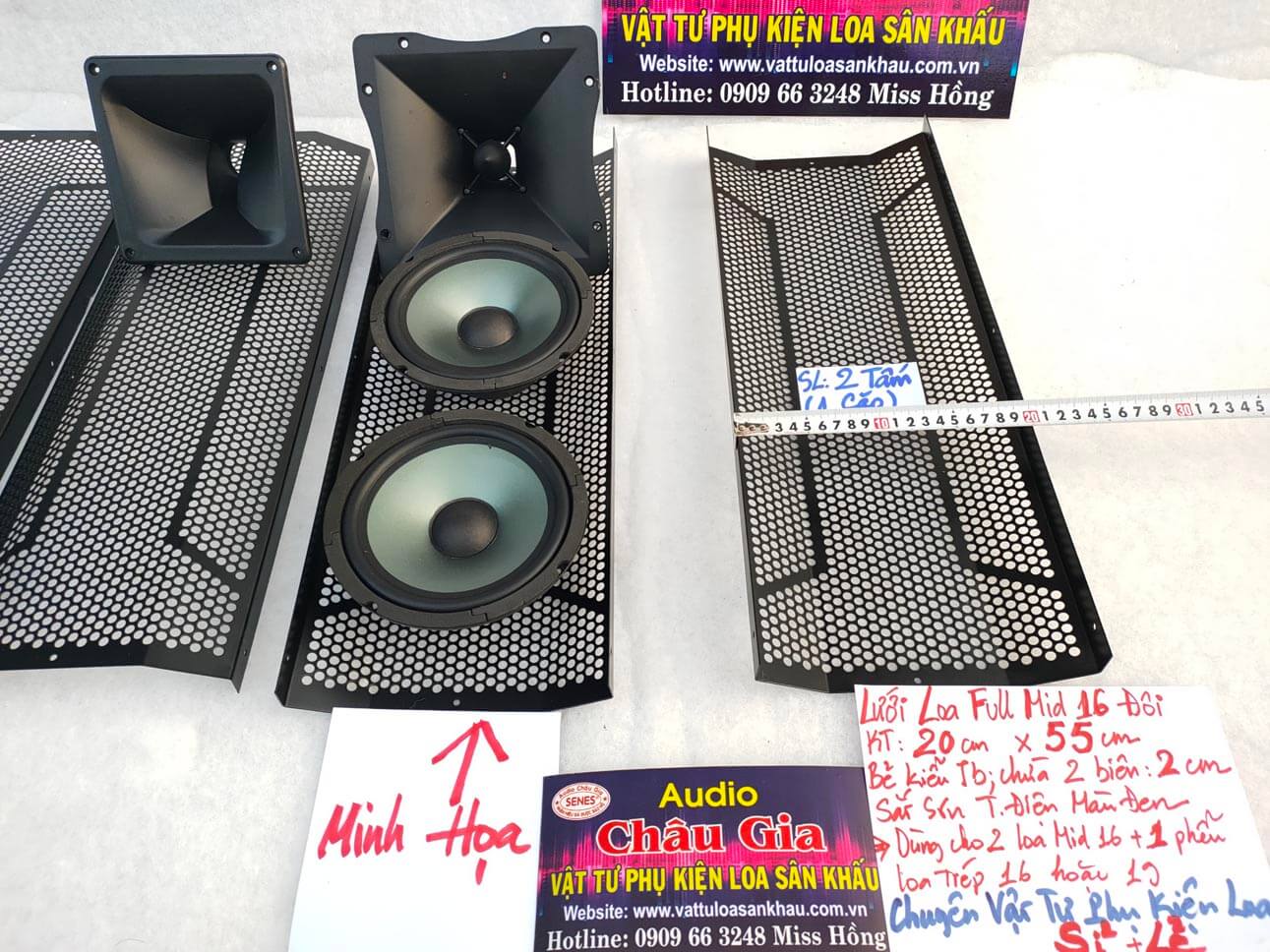 LƯỚI LOA FULL MID 16 ĐÔI 20CM X 55CM AUDIO CHÂU GIA