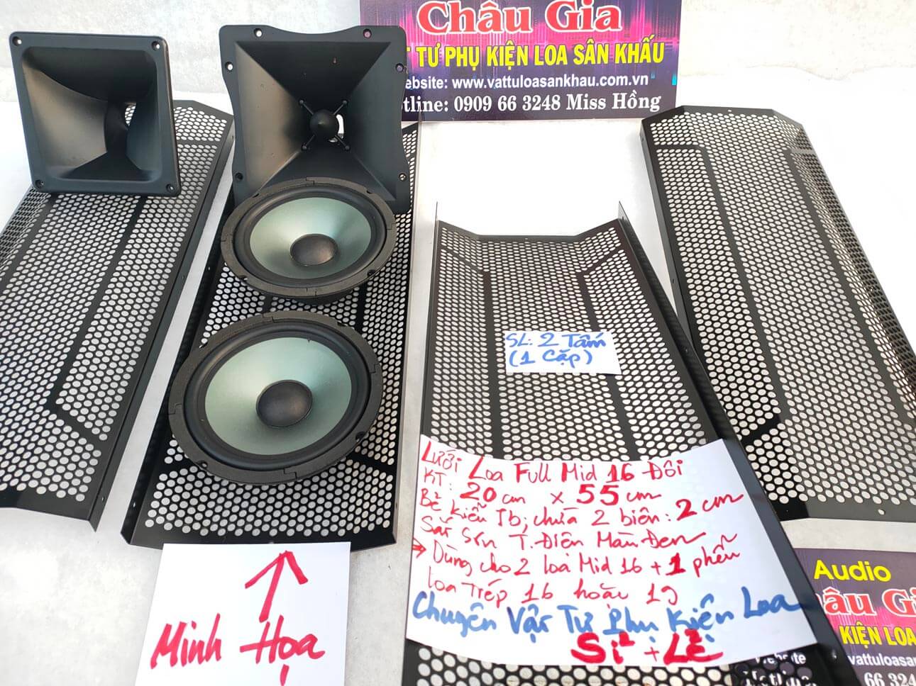 LƯỚI LOA FULL MID 16 ĐÔI 20CM X 55CM AUDIO CHÂU GIA