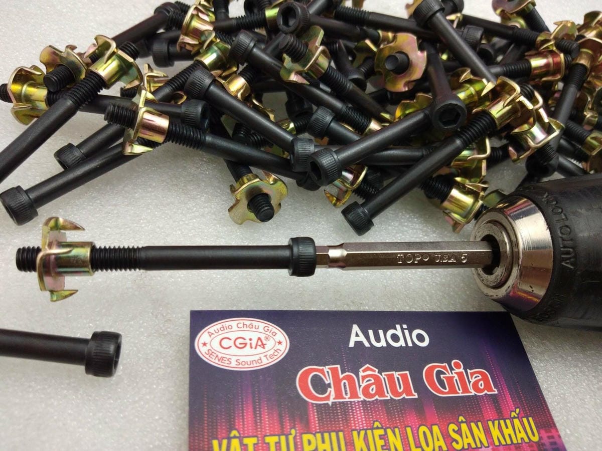 Ốc lục giác bắt loa 6 ly dài 6cm + chấu Audio Châu Gia