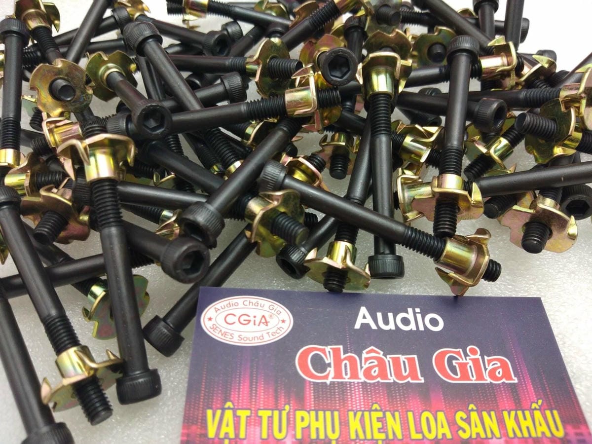 Ốc lục giác bắt loa 6 ly dài 6cm + chấu Audio Châu Gia